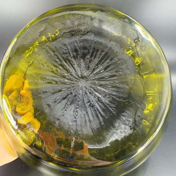 Vintage Empoli Italian Glass Large Bowl Dish Centerpiece Hand Blown Green Italy - Picture 7 of 15